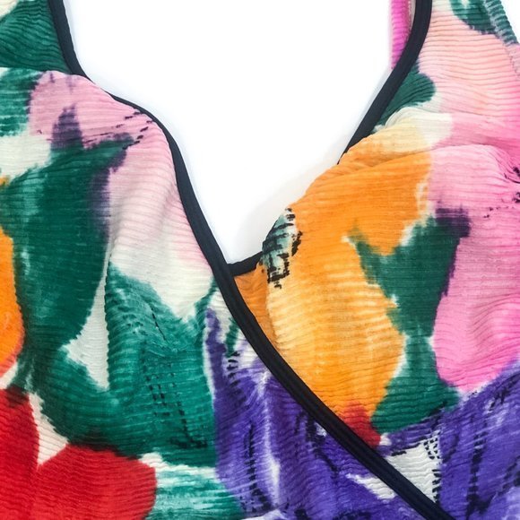 Vintage Women's Floral Swimsuit w/‎ micro-pleating Sz L - Picture 5 of 8